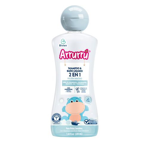 Shampoo Y Baño Líquido Arrurrú 2 En 1 Recien Nácido 220Ml Belleza Express