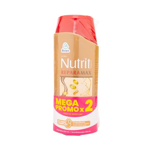 Shampoo Nutrit Reparamax 600 Ml + Acondicionador 550Ml Precio Especial Belleza Express