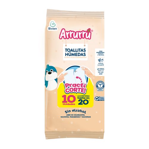 Toallitas Húmedas Arrurrú Extra Acolchadas Avena 10 Unidades Belleza Express