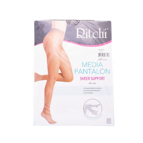 Media Pantalón Sheer Super Velada Negro Talla M Ritchi