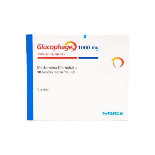 Glucophage Metformina Clorhidrato 1000 Mg Caja X 30 Tabletas Merck