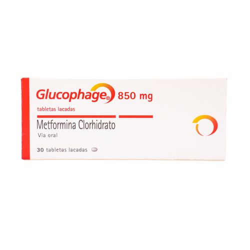 Glucophage Metformina Clorhidrato 850 Mg Caja X 30 Tabletas Merck