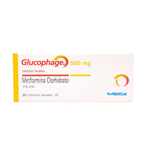 Glucophage Metformina Clorhidrato 500 Mg Caja X 30 Tabletas Merck