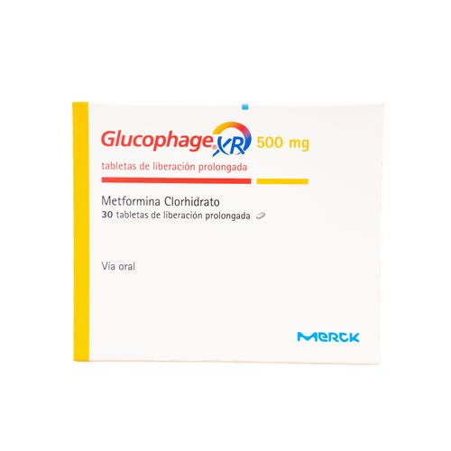 Glucophage Xr Metformina 500 Mg Caja X 30 Tabletas Merck