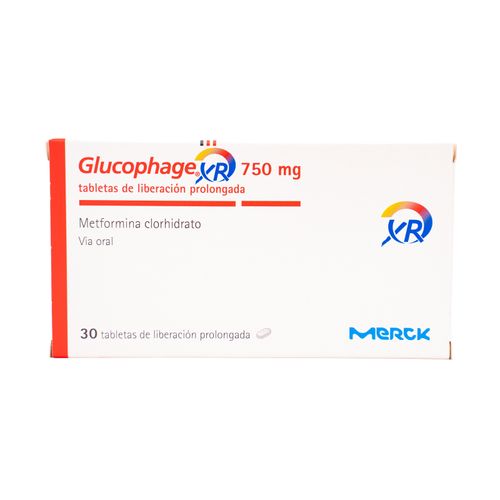 Glucophage Xr Metformina 750 Mg Caja X 30 Tabletas Merck