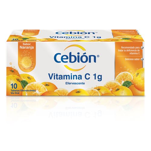 Cebion Efervescente Naranja 1 Gr Ácido Ascorbico Caja X 10 Tabletas Procter