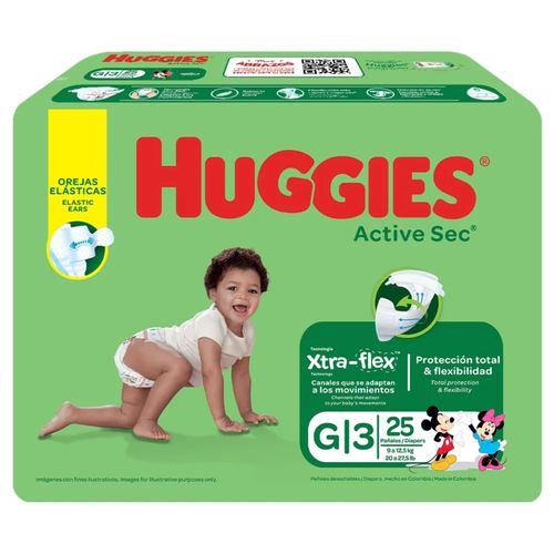 Pañal Huggies Act Sec Etapa 3 Paquete X 25 Unds