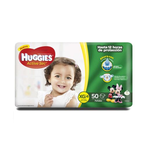 Pañal Huggies Active Sec Talla Xg Paquete X 50 Unidades
