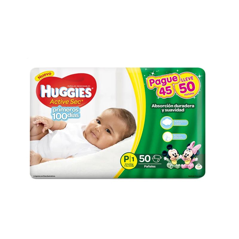 Huggies Active Sec Pequeño x 50 P45L50