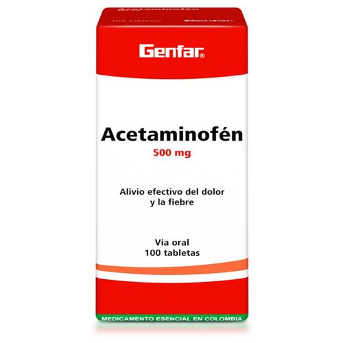 Acetaminofén 500 Mg Caja X 100 Tabletas Genfar