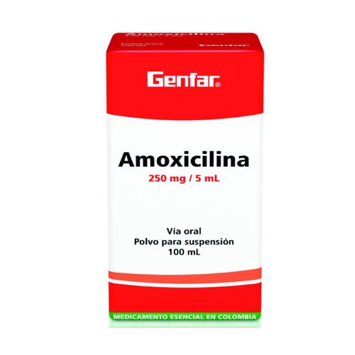 Amoxicilina 250 Mg/5Ml Frasco 100 Ml Suspensión Genfar