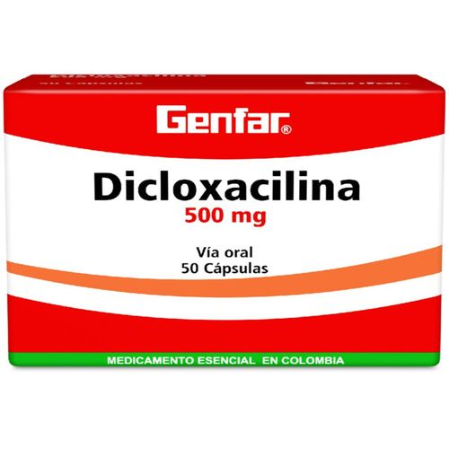 Dicloxacilina 500 Mg Caja X 50 Cápsulas Genfar
