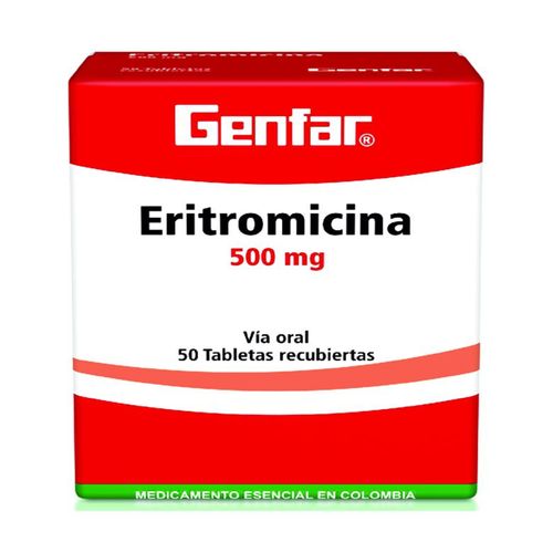 Eritromicina 500 Mg Caja X 50 Tabletas Genfar