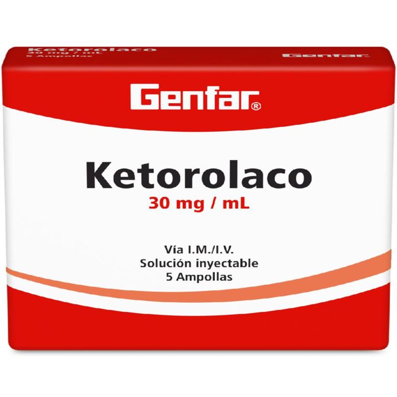 Ketorolaco 30 Mg/Ml Caja X 5 Ampollas Genfar