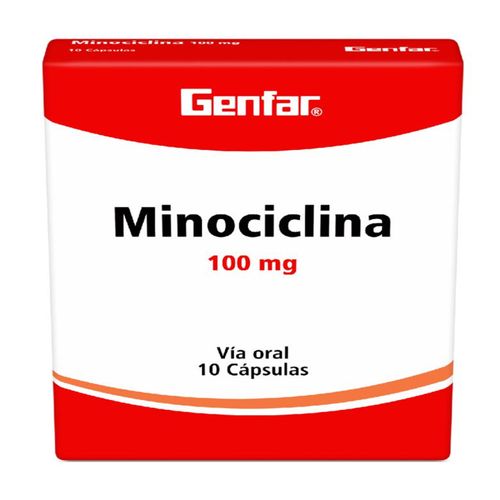 Minociclina 100 Mg Caja X 10 Cápsulas Genfar