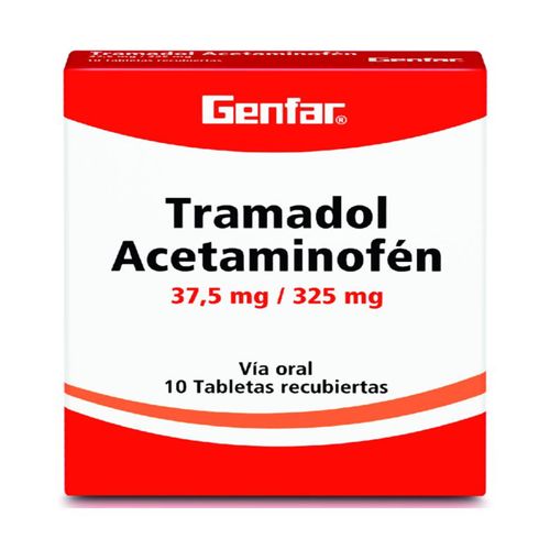 Tramadol Acetaminofén 37.5/325 Mg Caja X 10 Tabletas Genfar