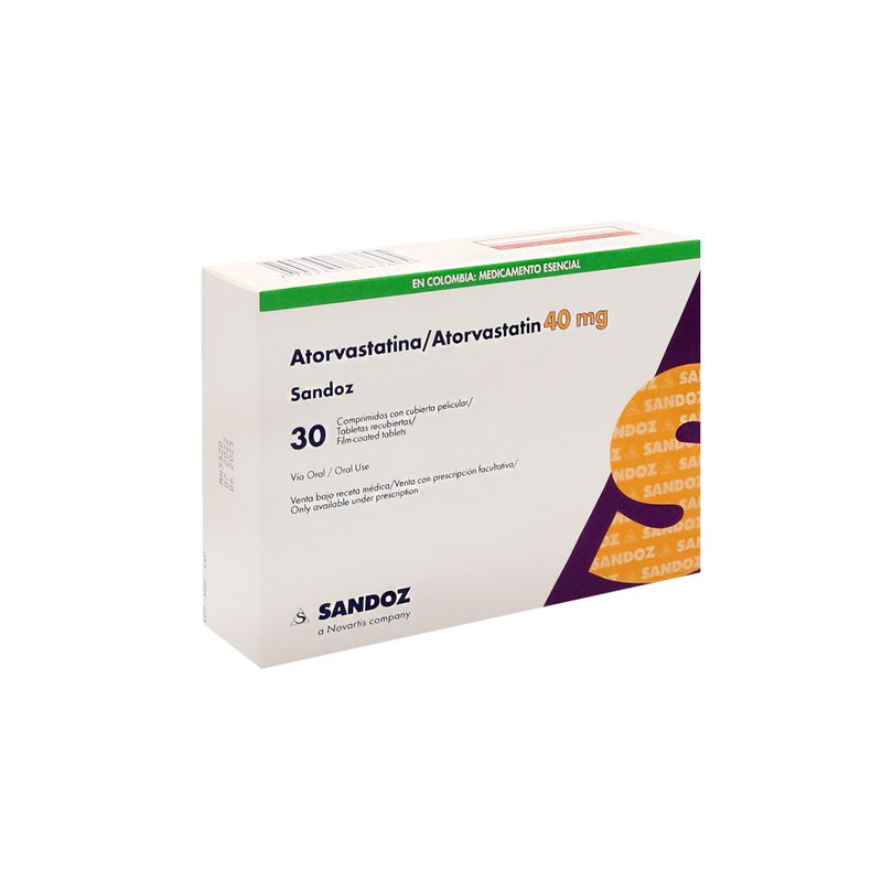 Atorvastatina 40 Mg Caja X  30 Tabletas Sandoz