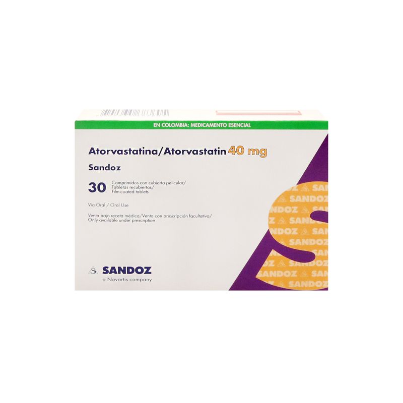 Atorvastatina 40 Mg Caja X  30 Tabletas Sandoz