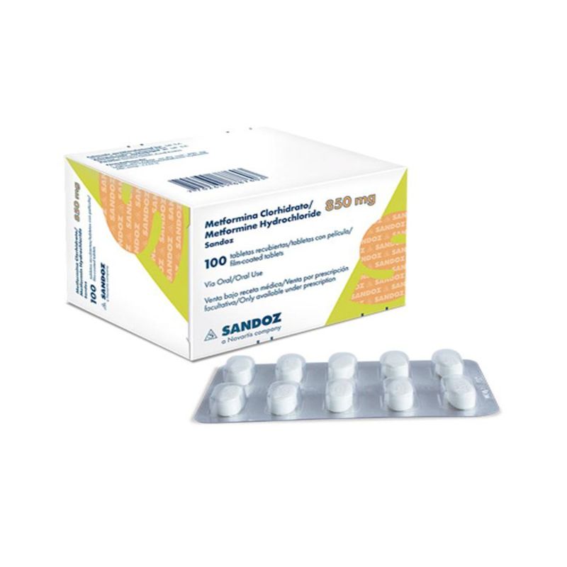 Metformina 850 Mg Caja X 100 Tabletas Sandoz