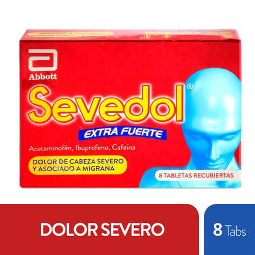 Sevedol Extra Fuerte Acetaminofén + Ibuprofeno + Cafeína Caja X 8 Tabletas Lafrancol