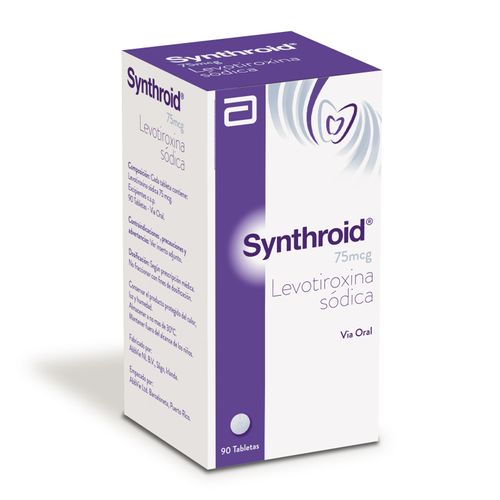 Synthroid Levotiroxina 75 Mcg Frasco X 90 Tabletas Lafrancol