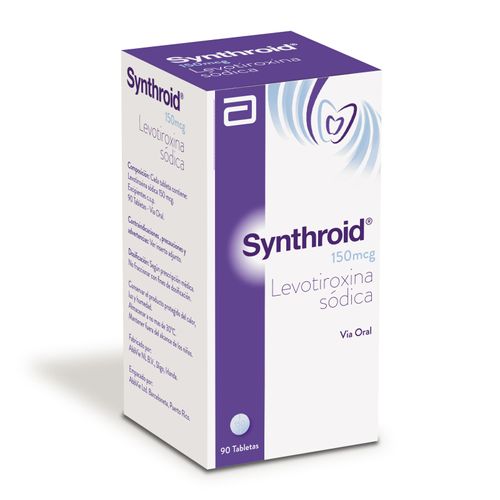 Synthroid Levotiroxina 150 Mcg Frasco X 90 Tabletas Lafrancol