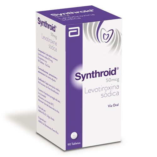 Synthroid Levotiroxina 50 Mcg Frasco X 90 Tabletas Lafrancol