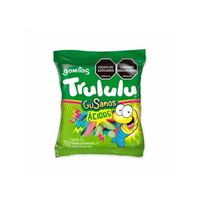Gomitas Trululu Gusanos Ácidos Bolsa X 70 Gr