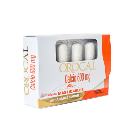 Orocal Carbónato De Calcio 1500 Mg Caja X 30 Tabletas Masticable Laproff