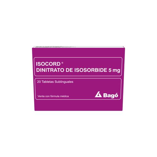 Isocord Subliingual Dinitrato Isosorbide 5 Mg Caja X 20 Tabletas Bago