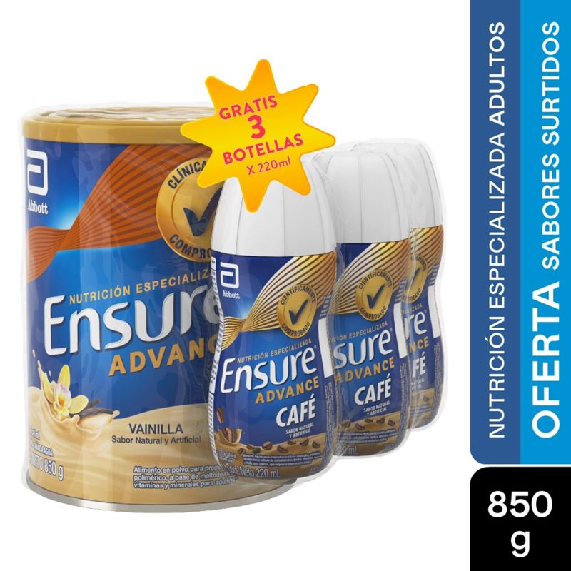 Ensure Advance vainilla 850 g + 3×220 ml