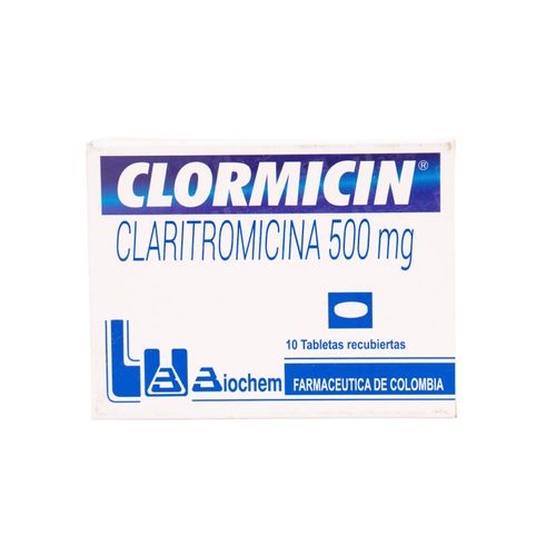 Clormicin Claritromicina 500 Mg Caja X 10 Tabletas Biochem