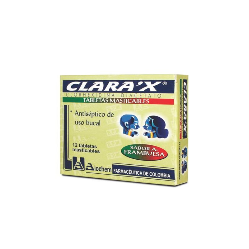 Clarax Menta/Frambuesa Caja X 12 Tabletas Masticable Clorhexidina 4 Mg ...