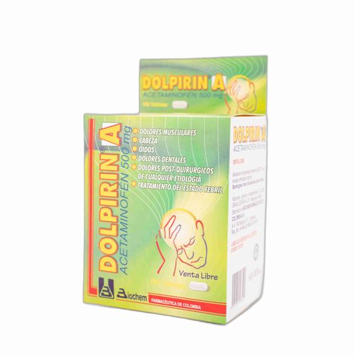 Dolpirin A Acetaminofén 500 Mg Caja X 100 Tabletas Biochem