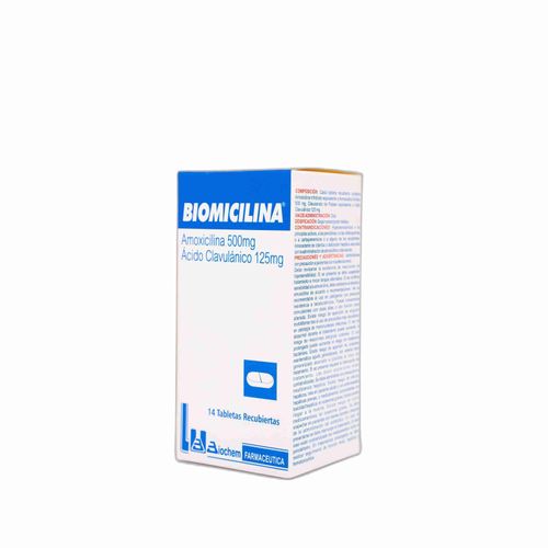 Biomicilina Amoxicilina Ácido Clavulánico 500/125Ml Frasco X 14 Tabletas Biochem