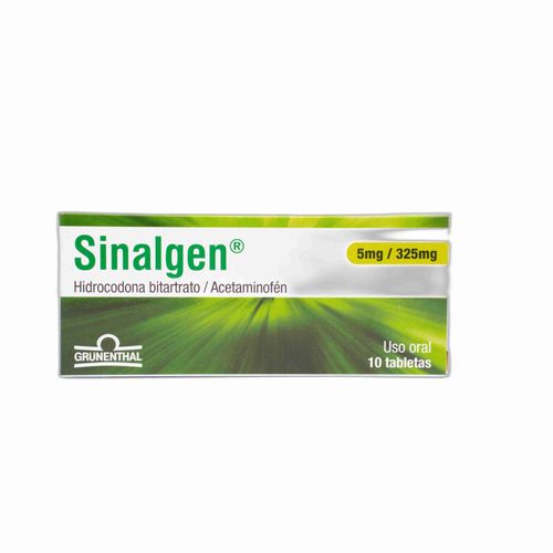 Sinalgen Acetaminofén 325Mg Hidrocodona Bitartrato 5Mg Caja X 10 Tabletas Grunenthal