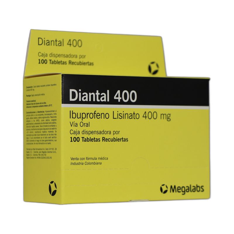 Diantal Ibuprofeno 400 mg 100 Tabletas