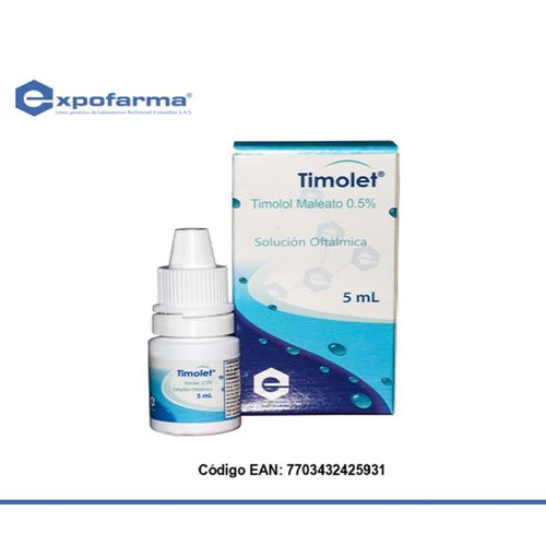 Timolet Solución Oftálmico 0.5% Timolol 5 Ml Gotas Expofarma