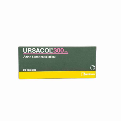 Ursacol Ursodeoxicolico Ácido 300 Mg Caja X 20 Tabletas Zambon