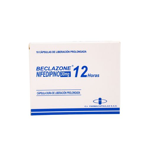 Beclazone Nifedipina 30 Mg Caja X 10 Cápsulas Blanda Novamed