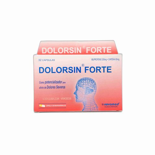 Dolorsin Forte Ibuprofeno 200 Mg Cafeína 65 Mg Caja X 32 Cápsulas Blanda Novamed