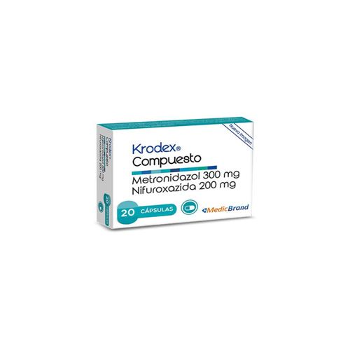 Krodex Compuesto Metronidazol 300 Mg Nifuroxazida 200 Mg Caja X 20 Cápsulas Coaspharma