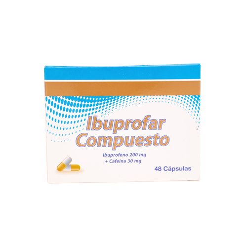 Ibuprofar Compuesto Ibuprofeno 200 Mg Cafeína 30 Mg Caja X 48 Cápsulas Tridex
