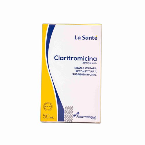 Claritromicina 250 Mg/5 M Polvo Para Suspensión Frasco X 50 Ml La Santé