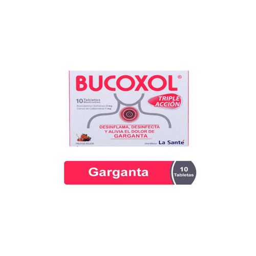 Bucoxol Frutos Rojos Triple Acción Caja X 10 Tabletas Masticable La Santé