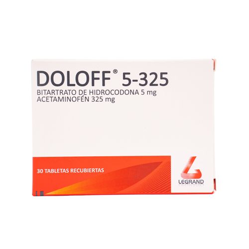 Doloff Acetaminofén 325 Mg Hidrocodona Bitartrato 5 Mg Caja X 30 Tabletas Legran