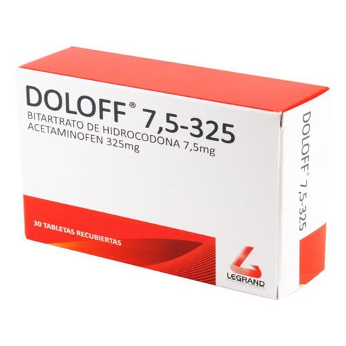 Doloff Acetaminofén 325 Mg Hidrocodona Bitartrato 7.5 Mg Caja X 30 Tabletas Legran