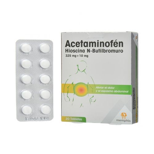 Acetaminofén N-Butil Bromuro De Hioscina 325+10 Mg Caja X 20 Tabletas Memp