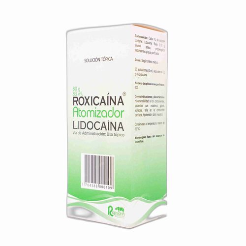 Roxicaina Lidocaina Atomizador Solución Oral Frasco X 80 Gr Ropsohn