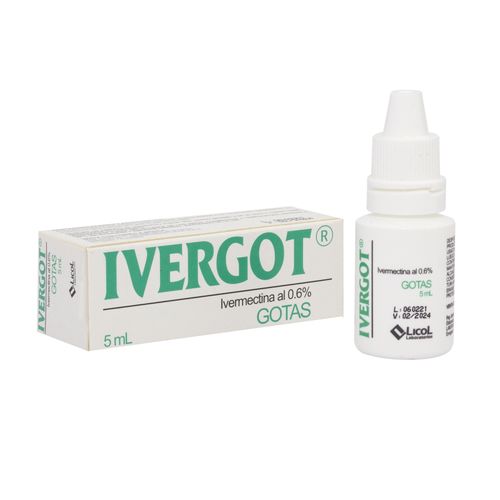 Ivergot Ivermectina 6 Mg Frasco X 5 Ml Gotas Solución Licol
